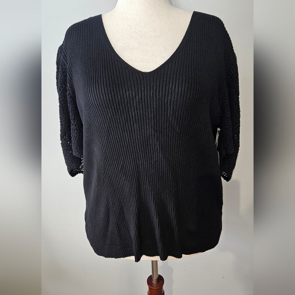 NWT Worthington Crochet Sleeve Knit Sweater Plus Size 3X